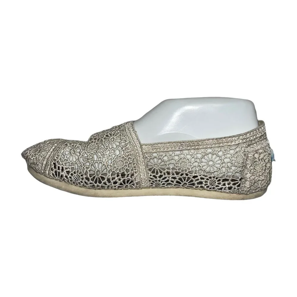 Toms Cream Floral Lace Lightweight Ballet Flats Women's 7.5 - Picture 4 of 10